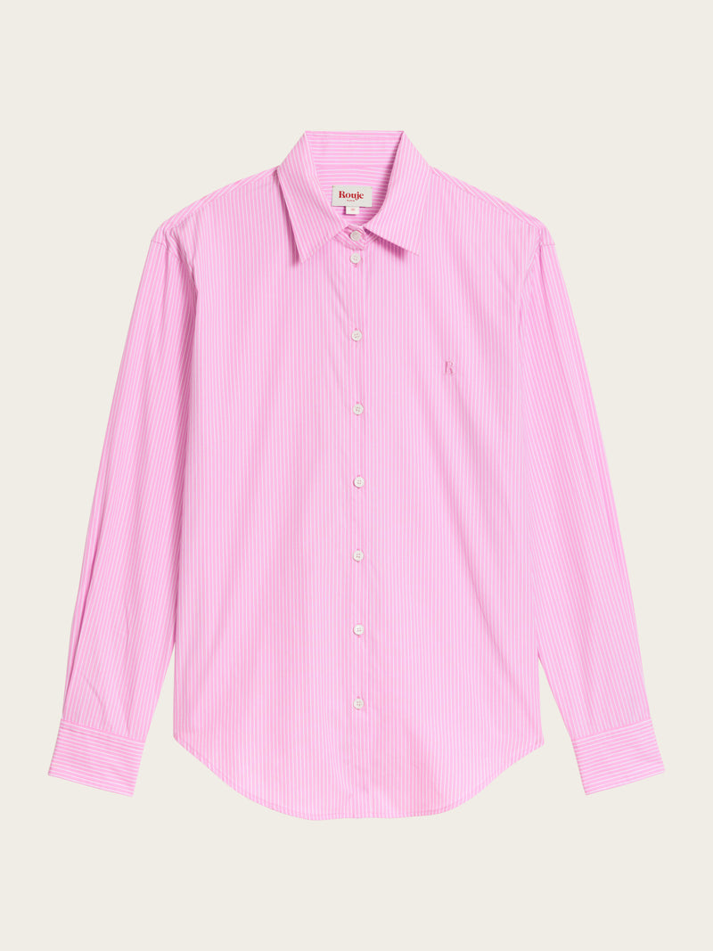 Harper pink striped shirt, flat packshot