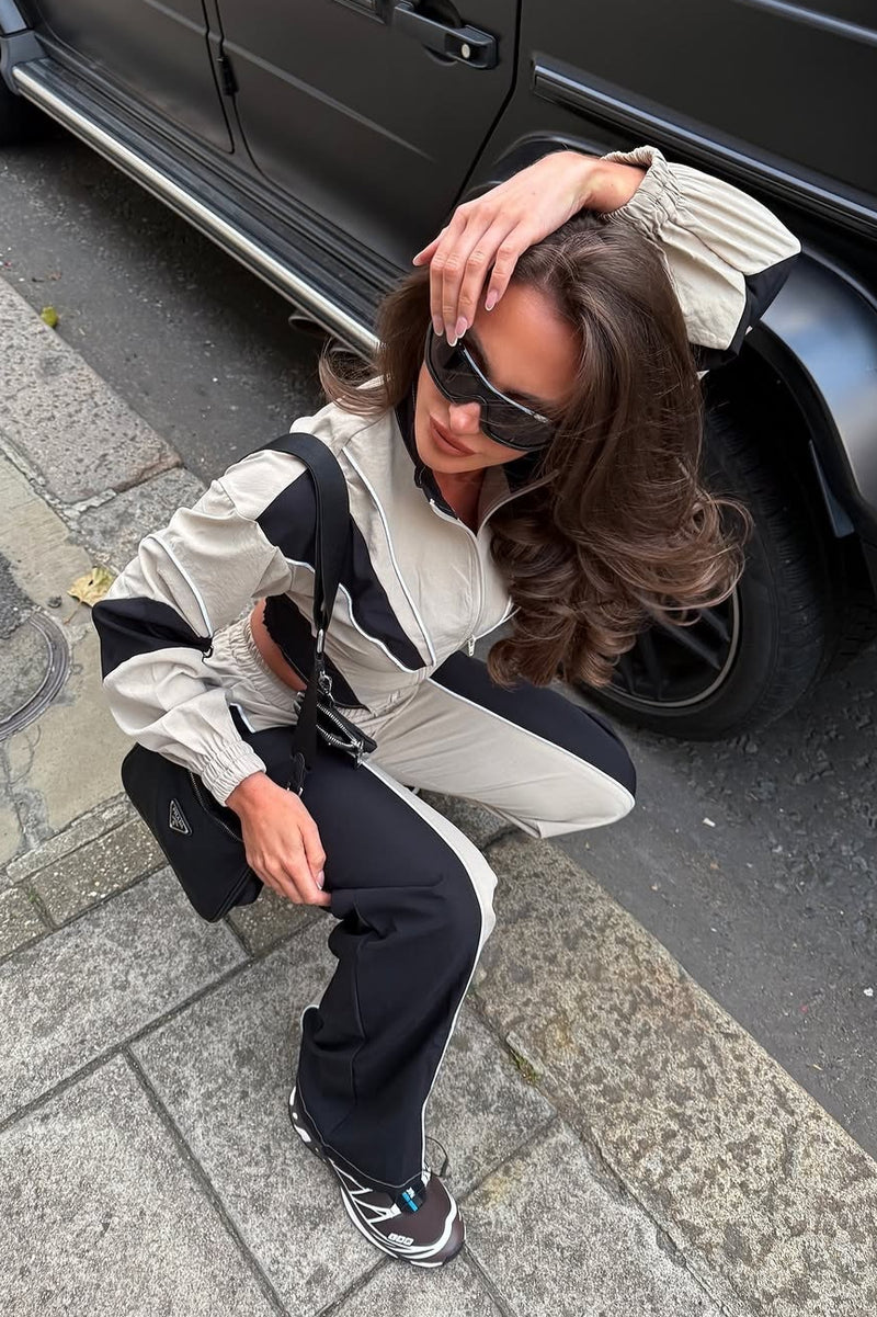 Chic Asymmetrical Patchwork Two Piece Set