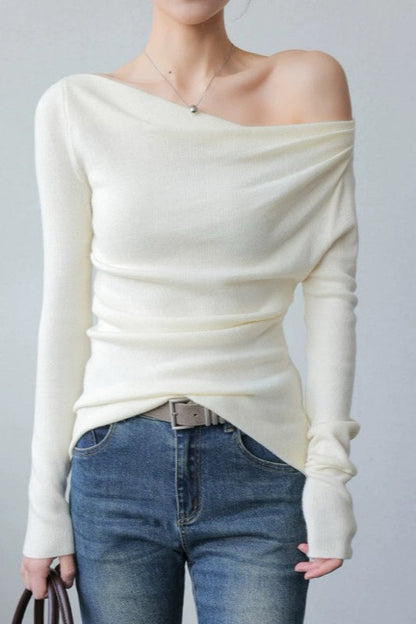 Chic Off Shoulder Fitted Knit Top