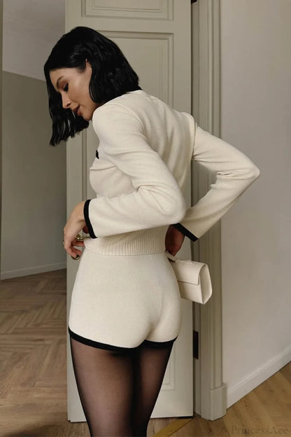 Chic Sexy Knit Cardigan Shorts Two Piece Set