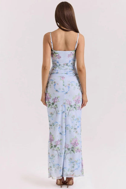 Chic Slim Spaghetti Strap Floral Dress