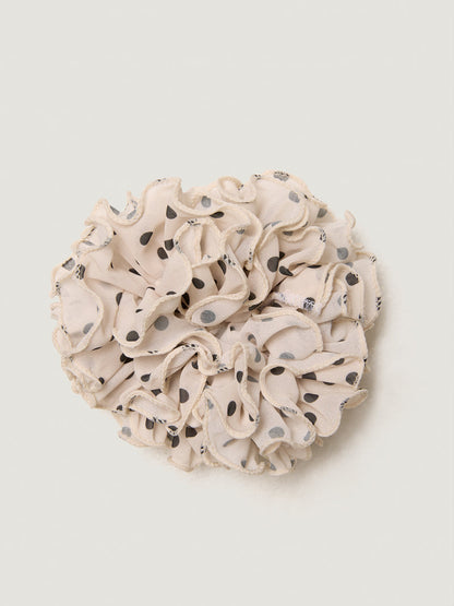 MAFALDA off-white polka-dot frilly giant scrunchie, front view by Rouje