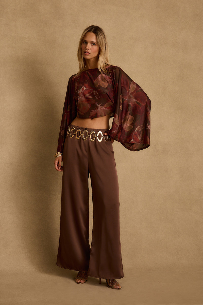 Clear Breeze Mulberry Floral Mesh Top