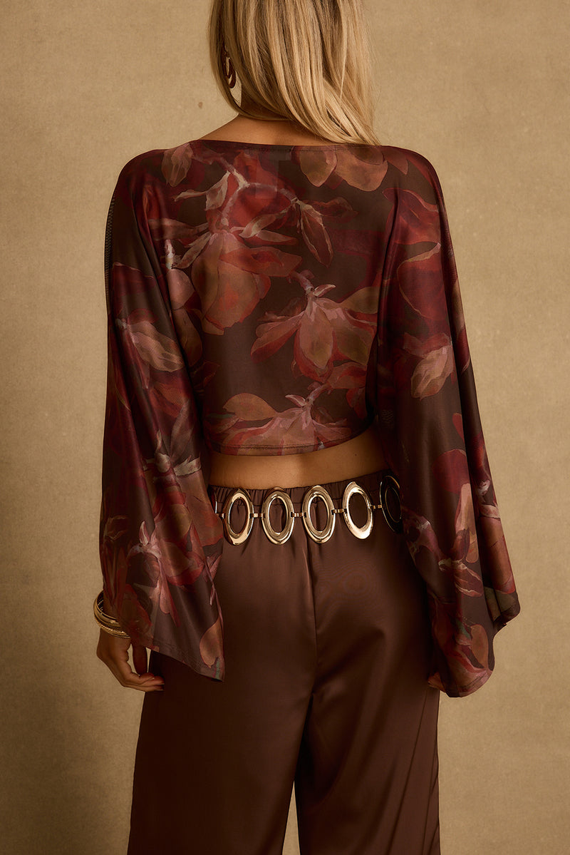 Clear Breeze Mulberry Floral Mesh Top