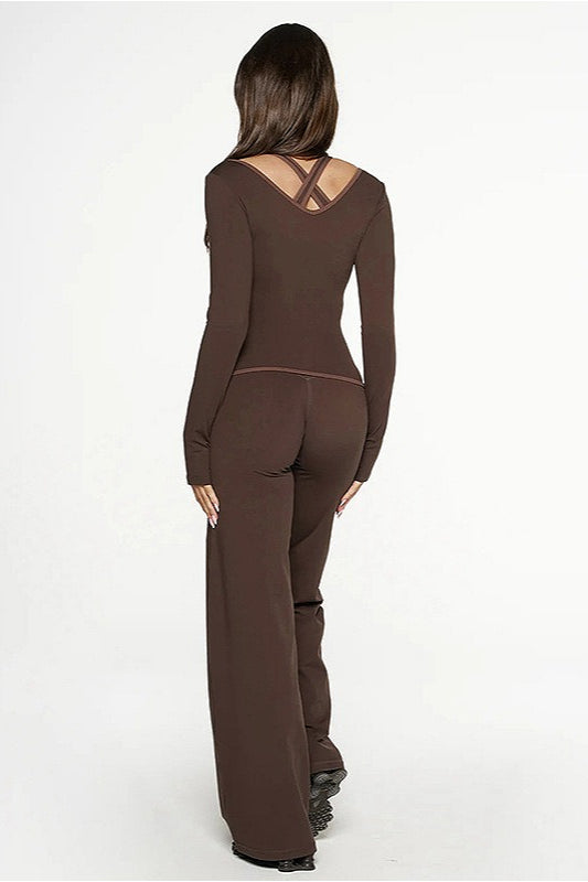 Color Block Casual Slim Three Piece Set