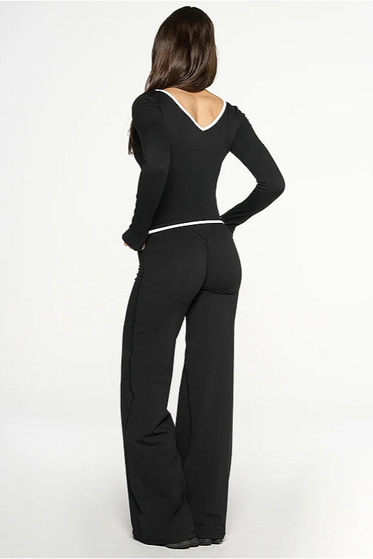 Color Block Casual Slim Three Piece Set