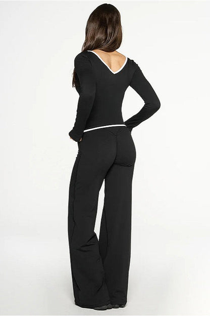 Color Block Casual Slim Three Piece Set