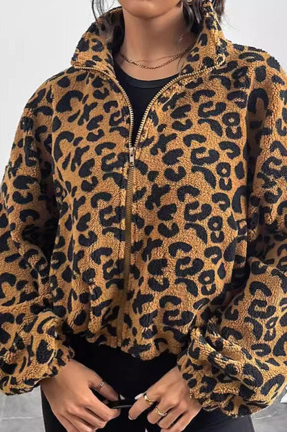 Cozy Leopard Print Fleece Coat
