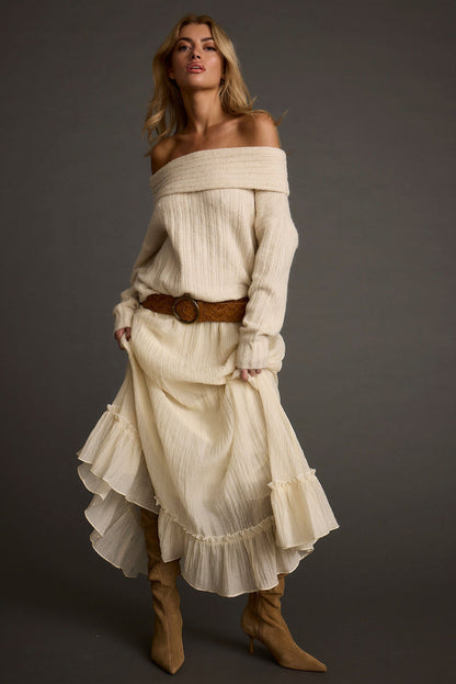 Close-up of the Dahlia Baby Yellow Maxi Skirt showcasing the fabric texture and design details.