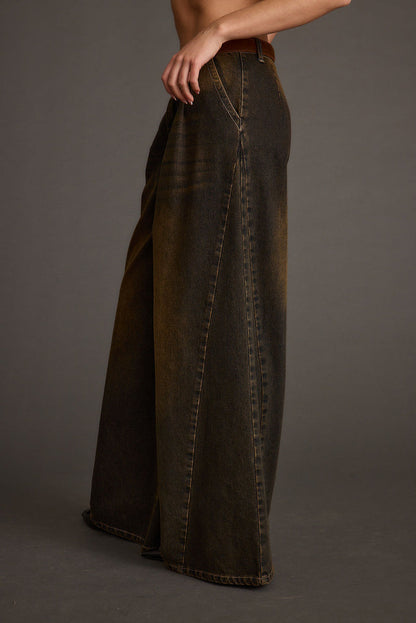 Dakota Washed Black Wide Leg Jeans paired with complementary accessories for a polished look.