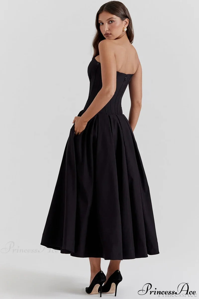 Deep V Strapless Bodycon Low-Waist Party Dress