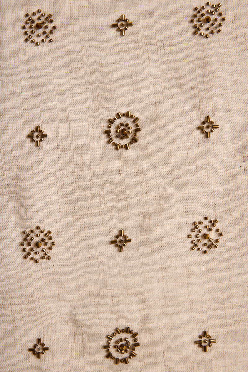 Del Sol Natural and Gold Beaded Mini Skirt