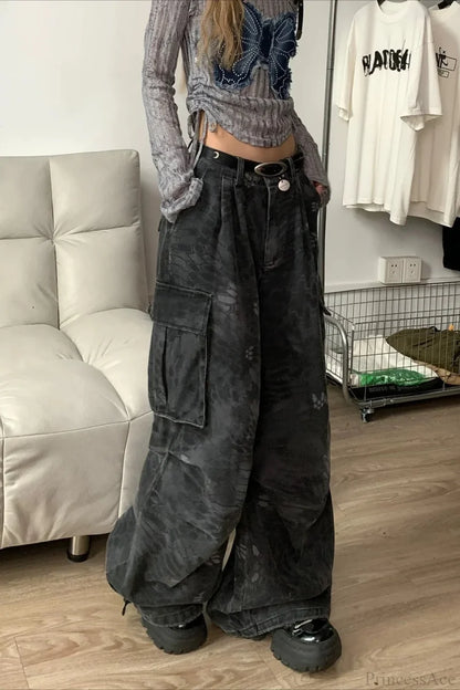 Denim Snake Camo Multi-Pocket Cargo Pants