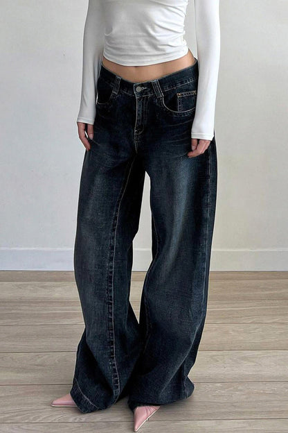 Edgy Relaxed Solid Laid-back Jeans