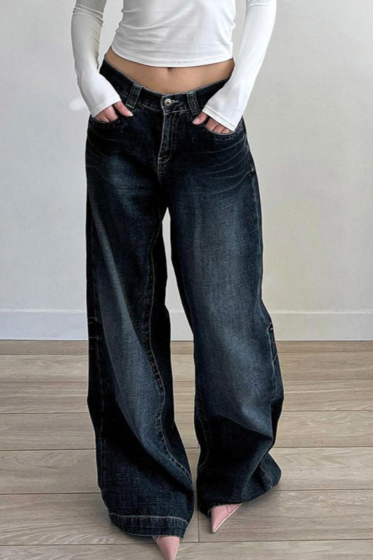 Edgy Relaxed Solid Laid-back Jeans