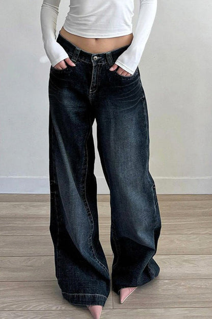 Edgy Relaxed Solid Laid-back Jeans