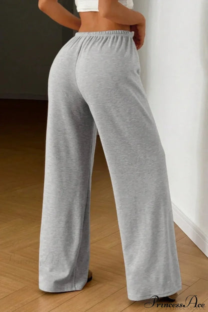 Elastic Waist Drawstring Wide Leg Pants