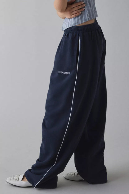 Elastic Waist Loose Fit Casual Pants