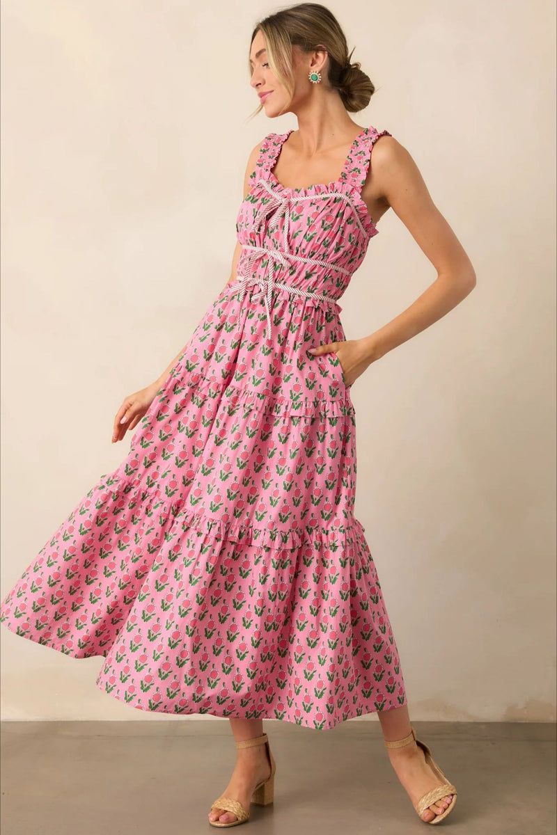 Elegant Elastic Jumpsuit Floral Dress