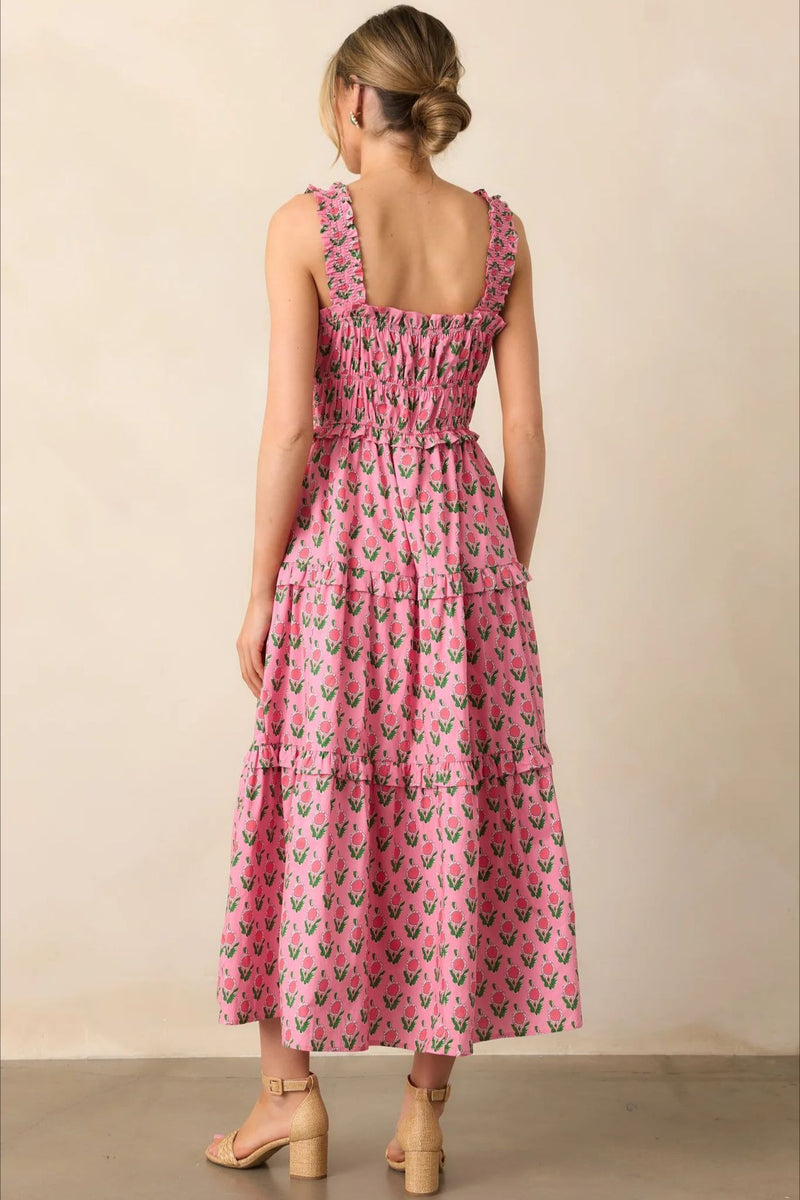 Elegant Elastic Jumpsuit Floral Dress