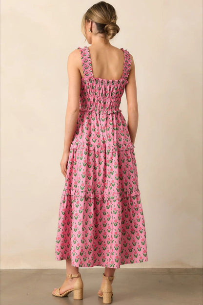 Elegant Elastic Jumpsuit Floral Dress