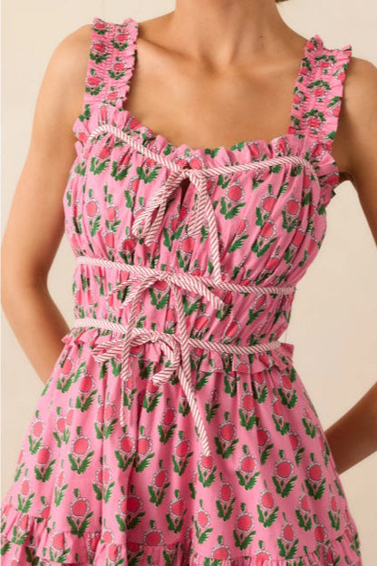 Elegant Elastic Jumpsuit Floral Dress