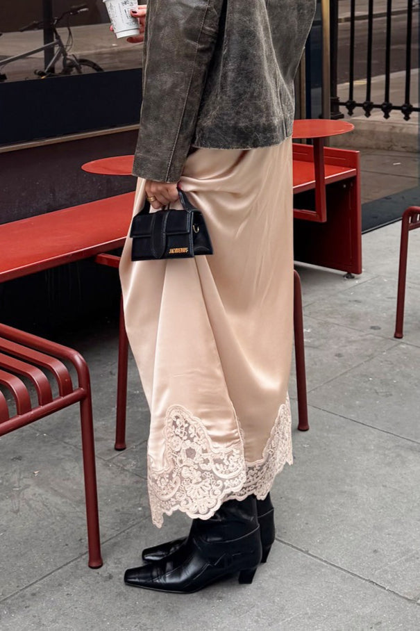 Elegant Lace Trim A Line Skirt