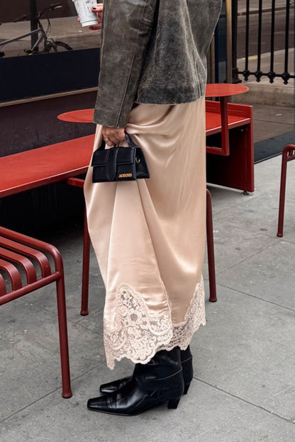 Elegant Lace Trim A Line Skirt