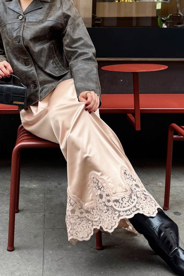 Elegant Lace Trim A Line Skirt