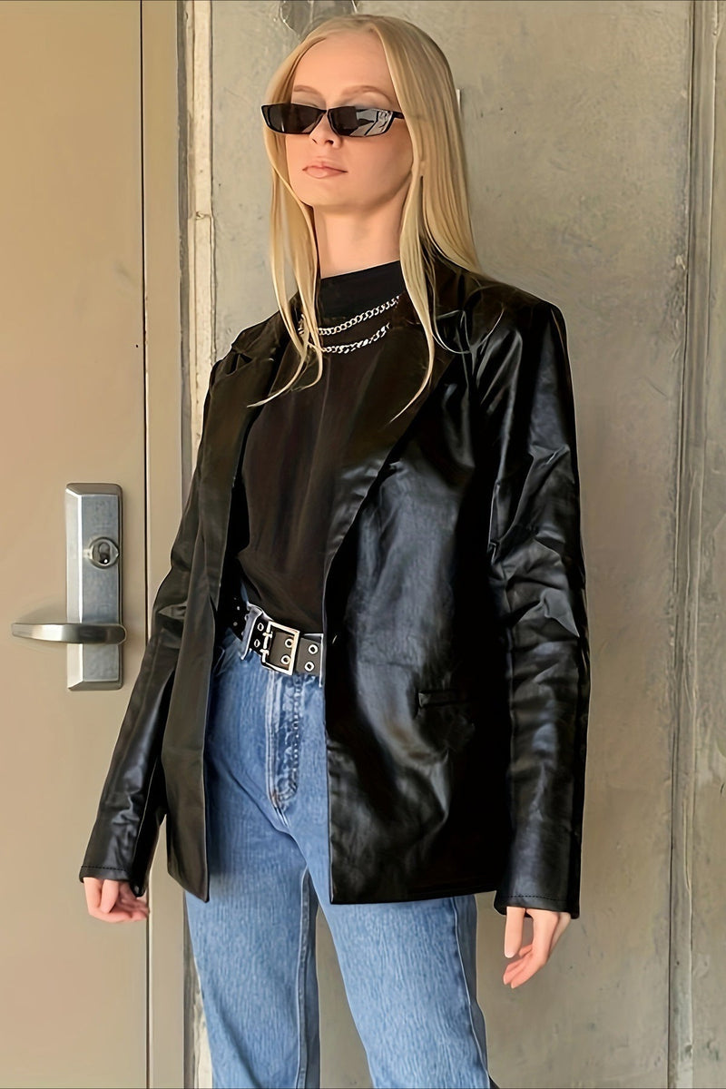 Elegant Loose PU Blazer Coat coats