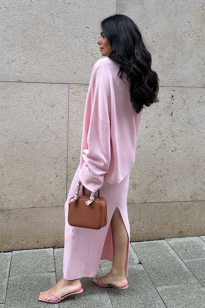 Elegant Minimalist Knit Long Sleeve Cardigan Cami Three Piece Set
