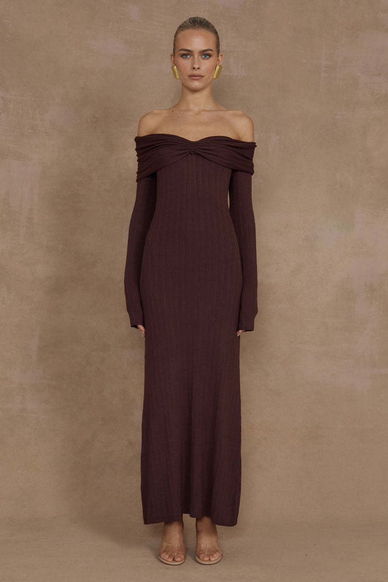 Elegant Off Shoulder Knit Sweater Dress