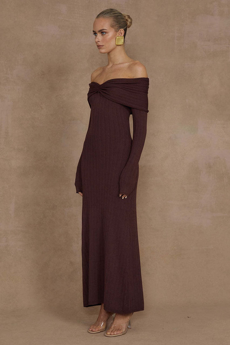 Elegant Off Shoulder Knit Sweater Dress