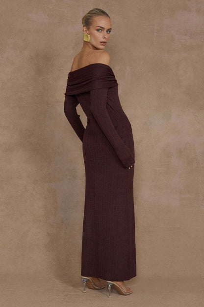Elegant Off Shoulder Knit Sweater Dress