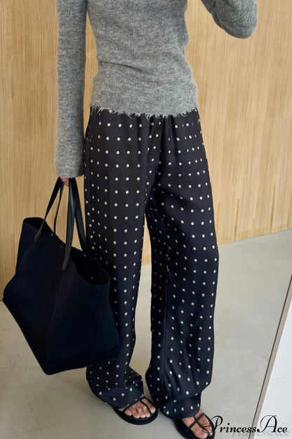 Elegant Polka Dot Straight Leg Pants