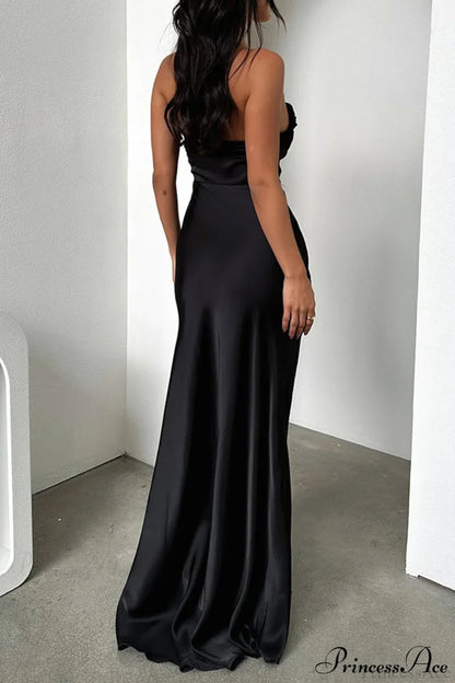 Elegant Ruched Side Slit Party Dress