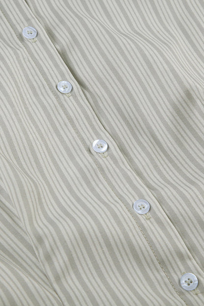 Elegant Striped Regular Shoulder Fitted Blouse