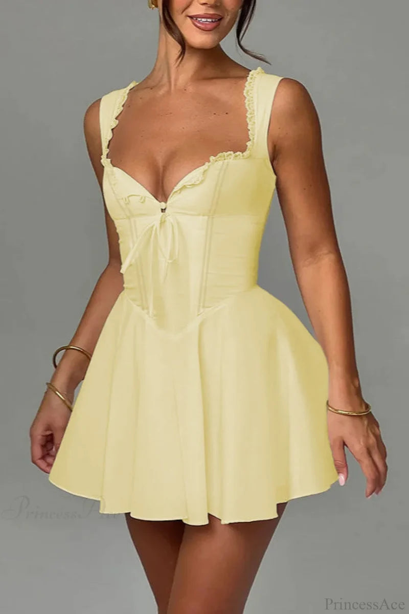 Elegant Waist Slim A Line Sexy Mini Dress