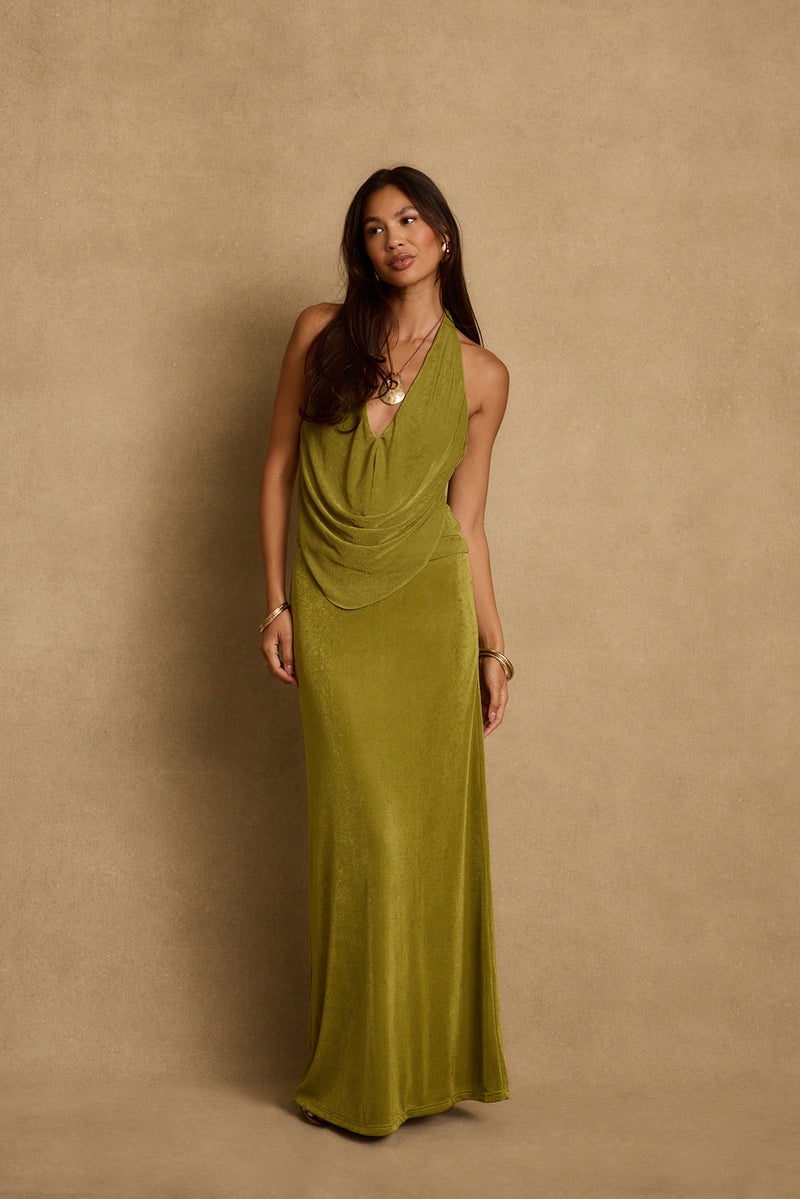 Eliana Chartreuse Maxi Skirt
