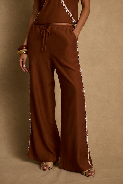 Estelle Terracotta Shell Embellished Pants
