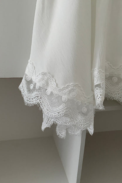 Fashionable Elegant Asymmetrical Lace Panel Midi Skirt