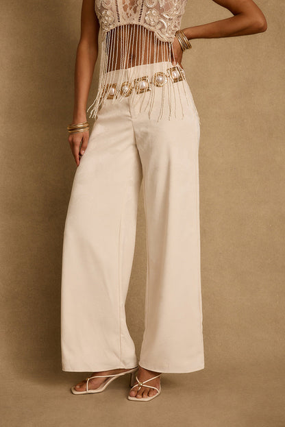 Finnian Ivory Jacquard Trousers