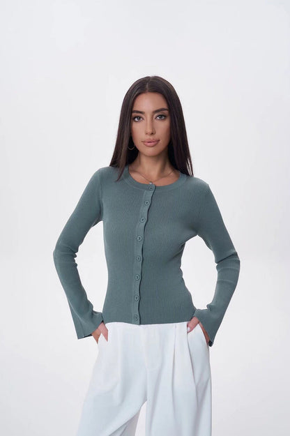 Flare Sleeve Button Cardigan