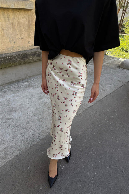 Floral High Waist Slim Pencil Skirt