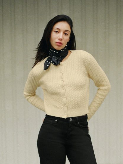 EDDY black Carmen polka-dot silk scarf, flat packshot by Rouje