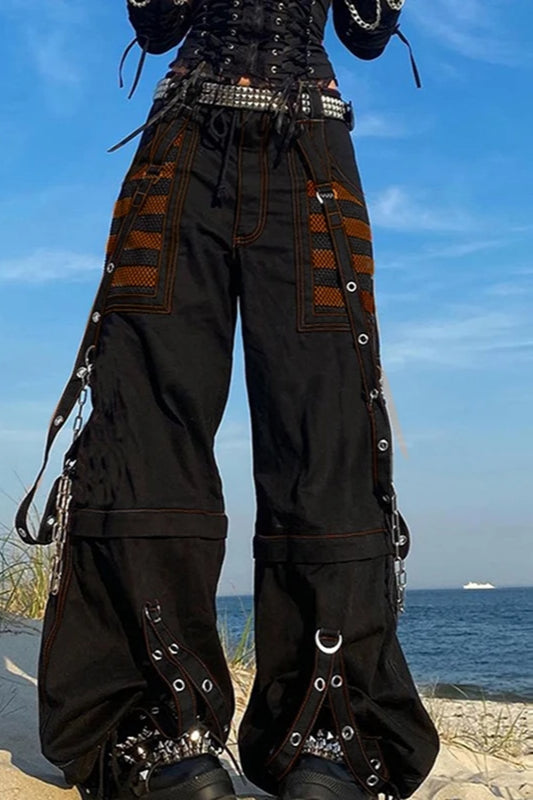 Gothic Wide Leg Cargo Jeans Red / S