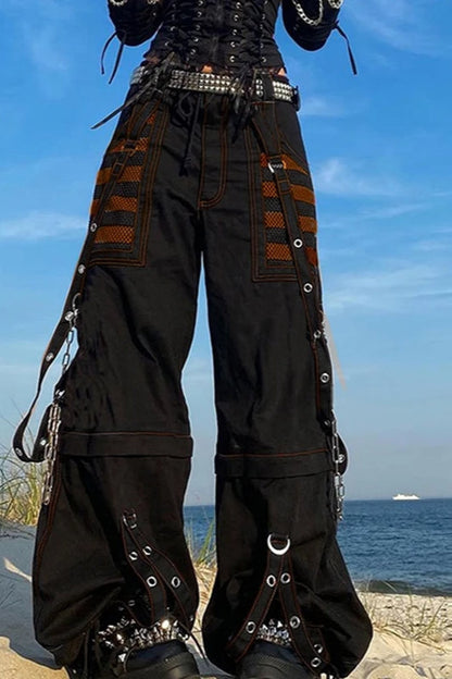 Gothic Wide Leg Cargo Jeans Red / S