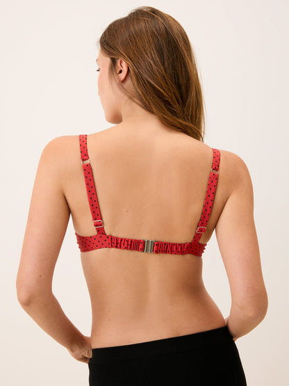 PHILIPINE red plumetis balconette bikini top, side view by Rouje
