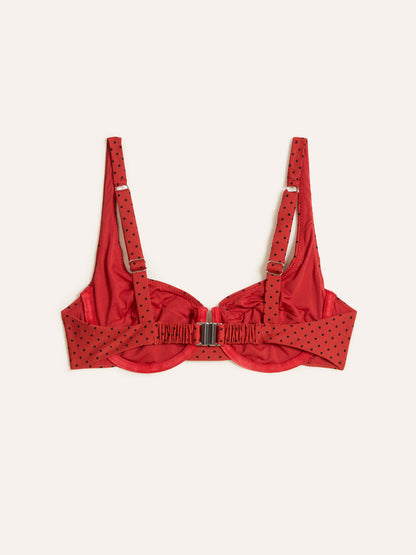 PHILIPINE red plumetis balconette swimsuit top, additional view by Rouje