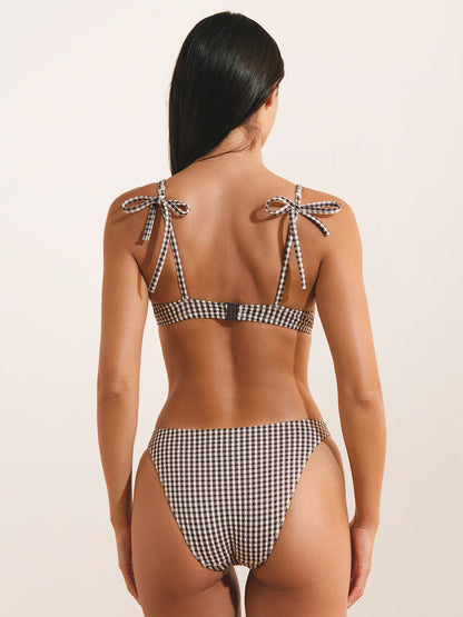 ANGELE black gingham bikini top, back view by Rouje x Etam
